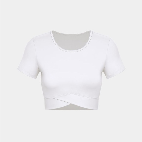 Crossover Hem Cropped Sports Top - Picture 1 of 4